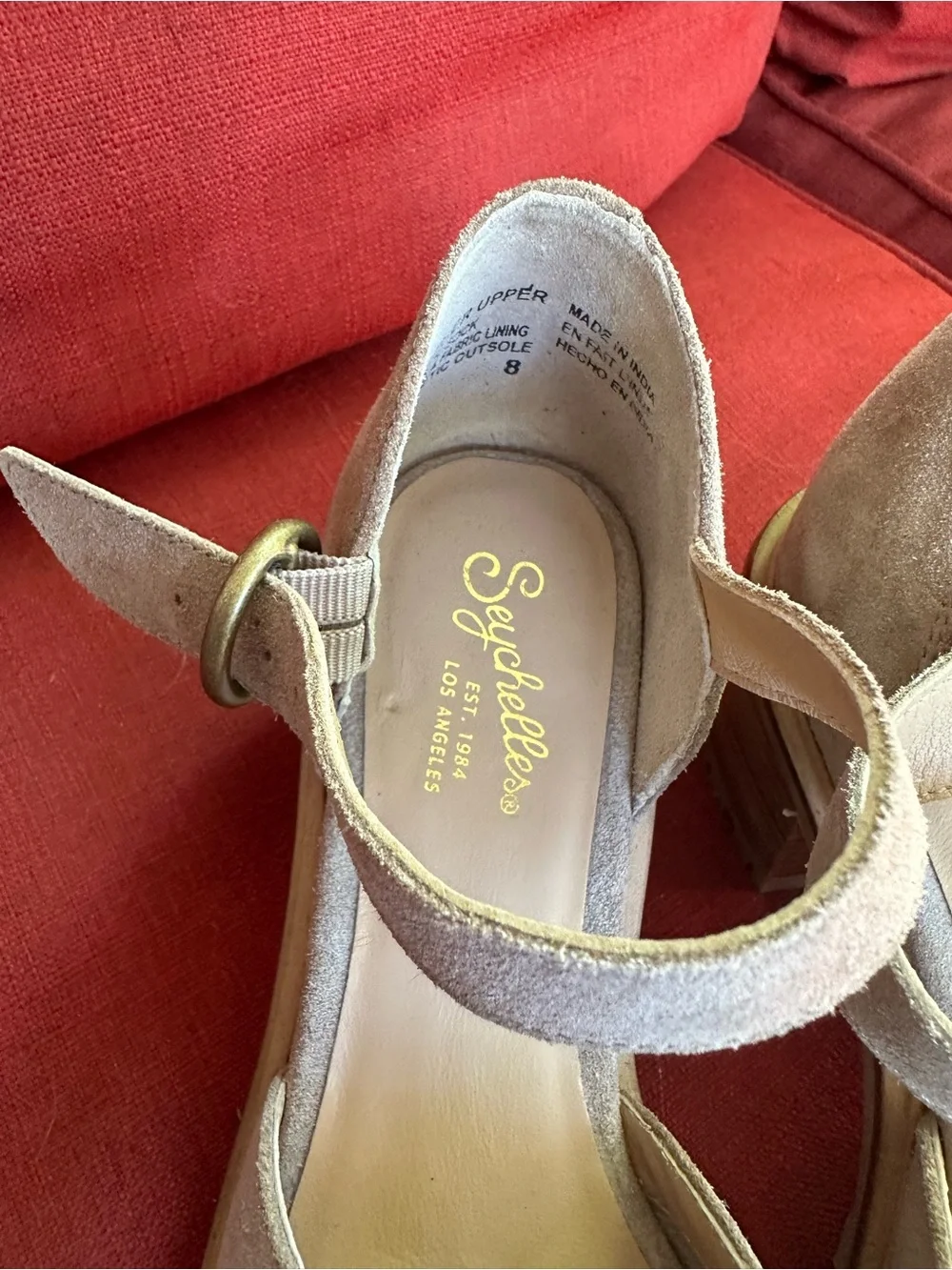 Seychelles Womens Lock and Key Suede Heeled Mary Jane